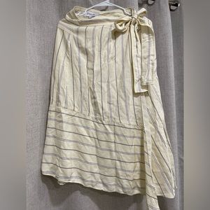 10 Crosby Derek Lam Striped Wrap Beige Midi Skirt Size 6